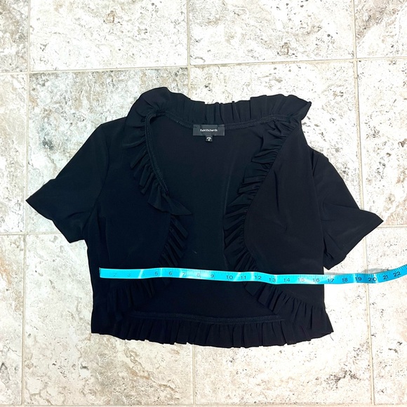 R&M Richards Black Cardigan Short Sleeve with Ruffles Y2K - Picture 7 of 7